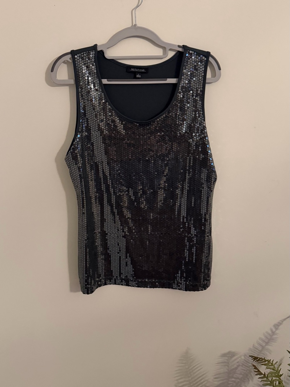 Notations Black Sequin Sleeveless Tank Top